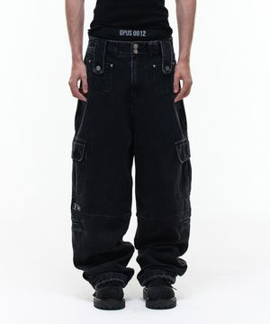 Op. 09 LIQUID CARGO PANTS BLACK