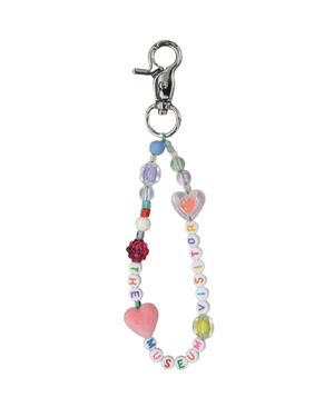THEMUSEUMVISITOR HEART BEADS KEYRING (PINK)