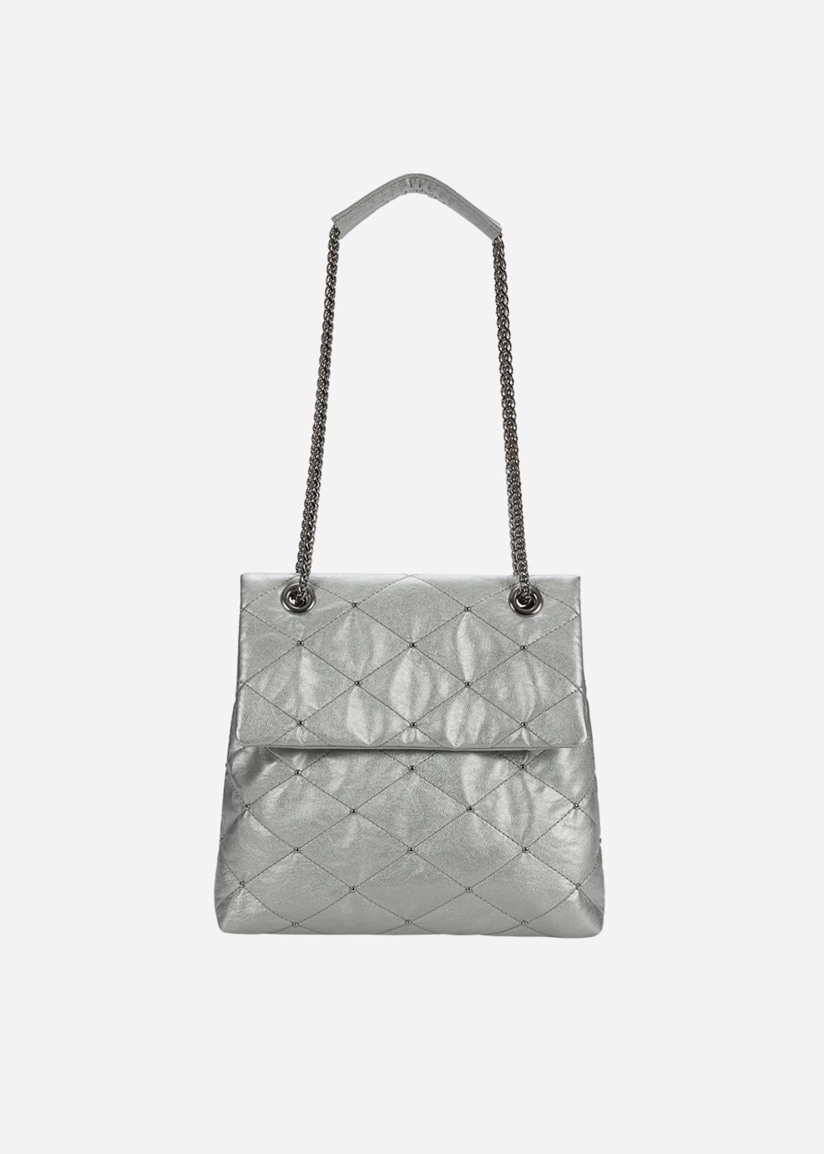 콰니(KWANI) Lozenge Studded Bag Small Cool Silver