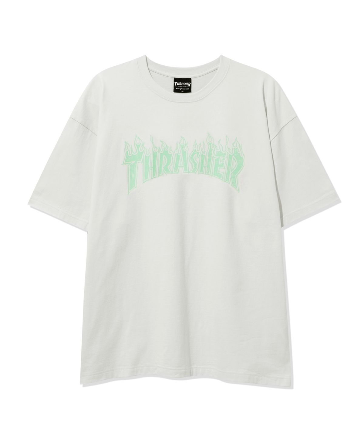 트레셔(THRASHER) 크레용 플레임 반팔 티셔츠 아이보리