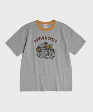 Retro Motorcycle Graphic Tee Grey