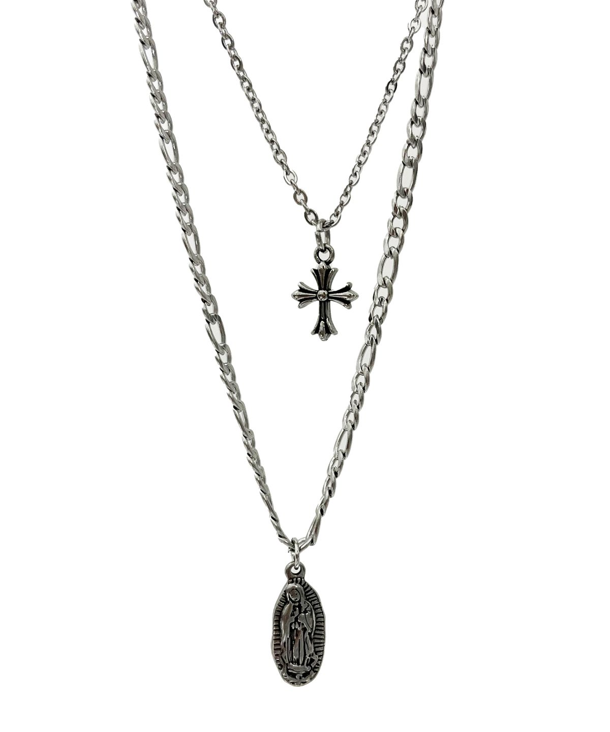 스케이터락(SK8ER ROCK) Surgical Steel Double Layered Necklace ((Steel))