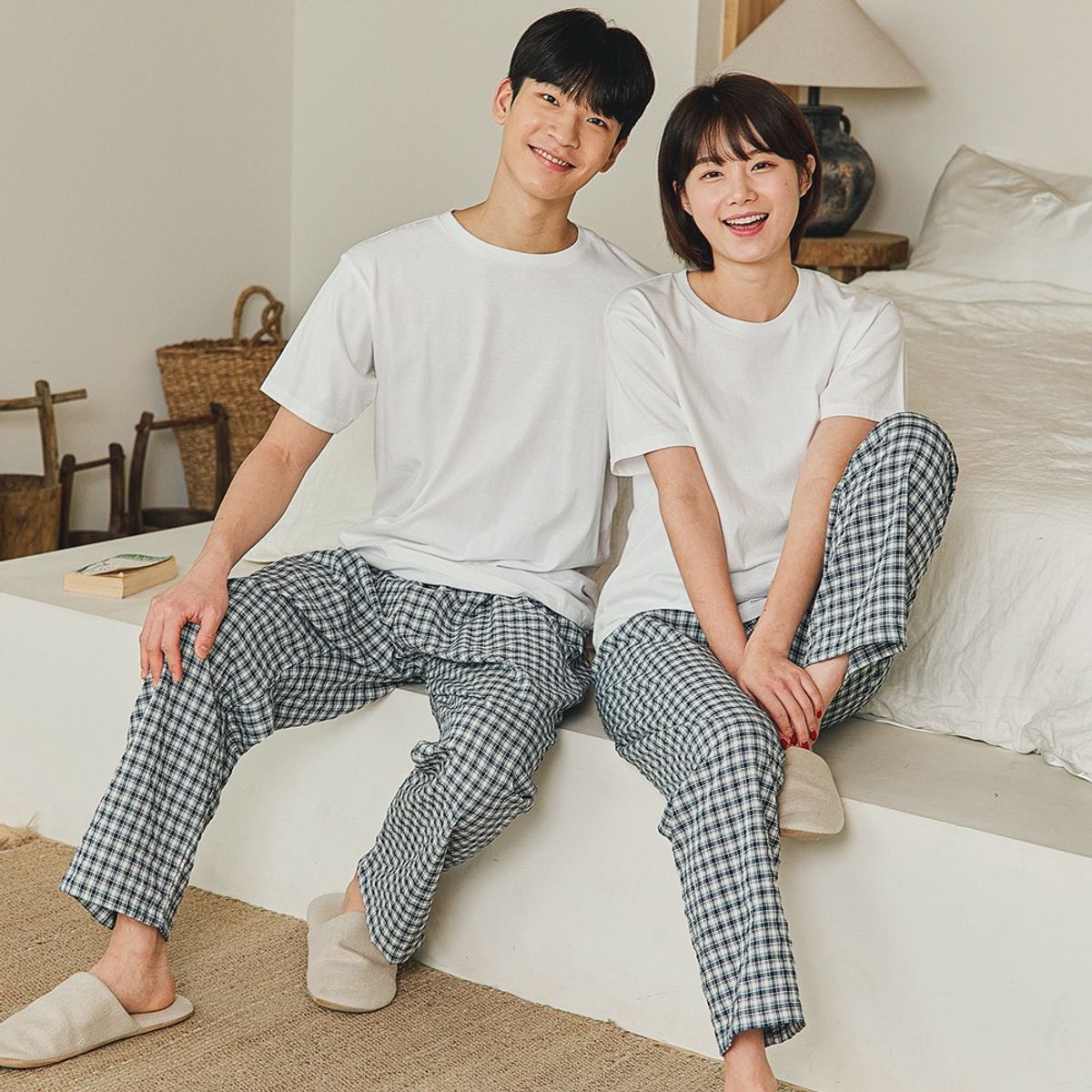 찌니야(JJNIYA) 리버플체크 공용 9부잠옷바지