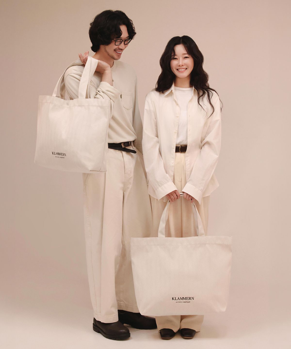 클라만(KLAMMERN) 헤링본 클래식 쇼퍼 백