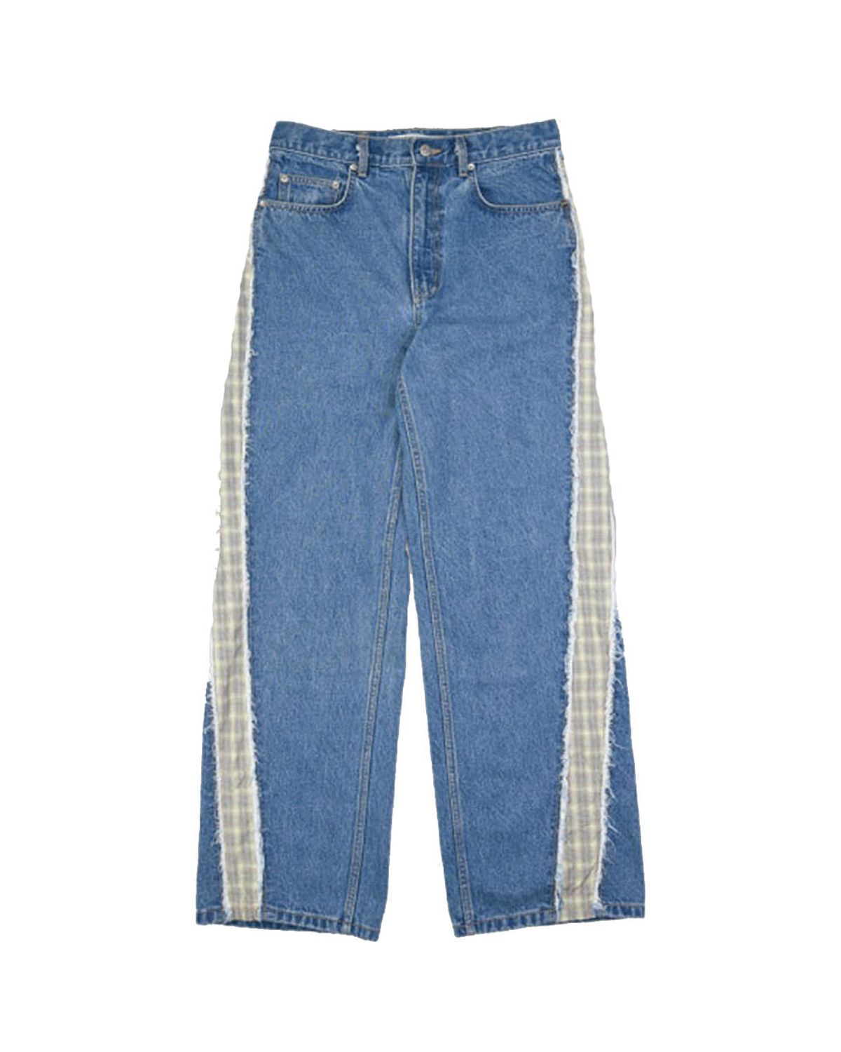 더뮤지엄비지터(THEMUSEUMVISITOR) SIDE PANEL DENIM PANTS (BLUE)