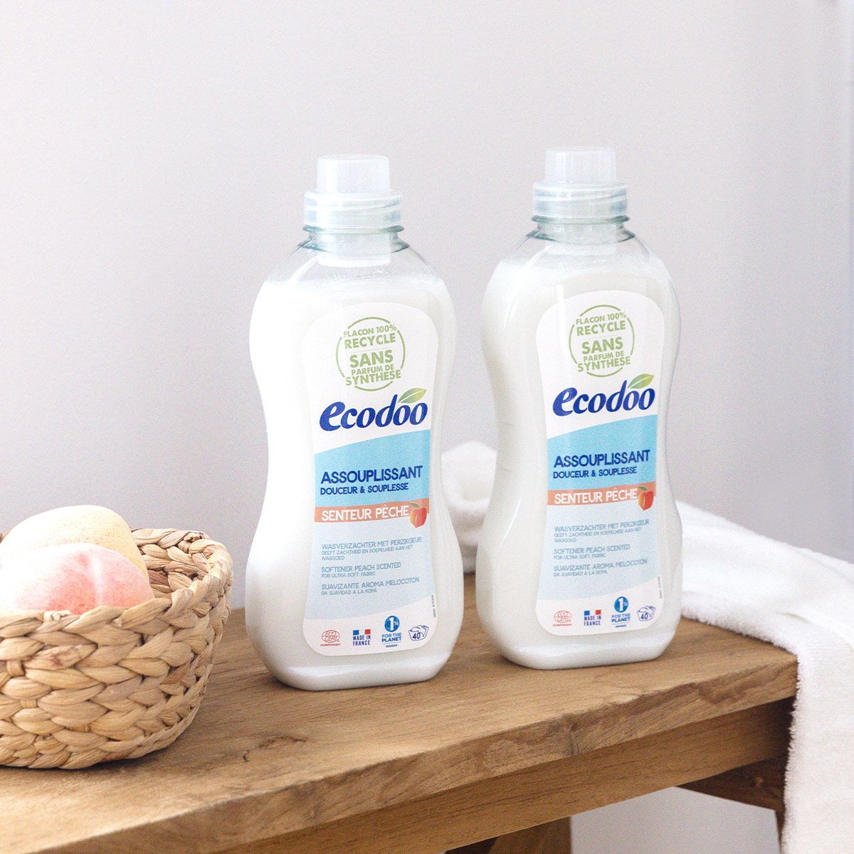 에코두(ECODOO) 고농축 섬유유연제 피치향 1L x2개