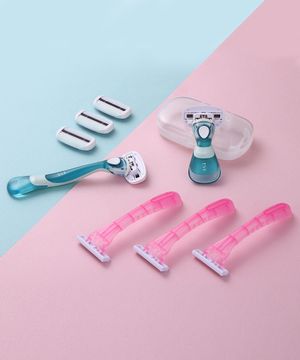 샤이 이브크리미 여성 제모세트 ( 롱핸들+숏핸들+날 총5입+휴대용면도기+케이스)