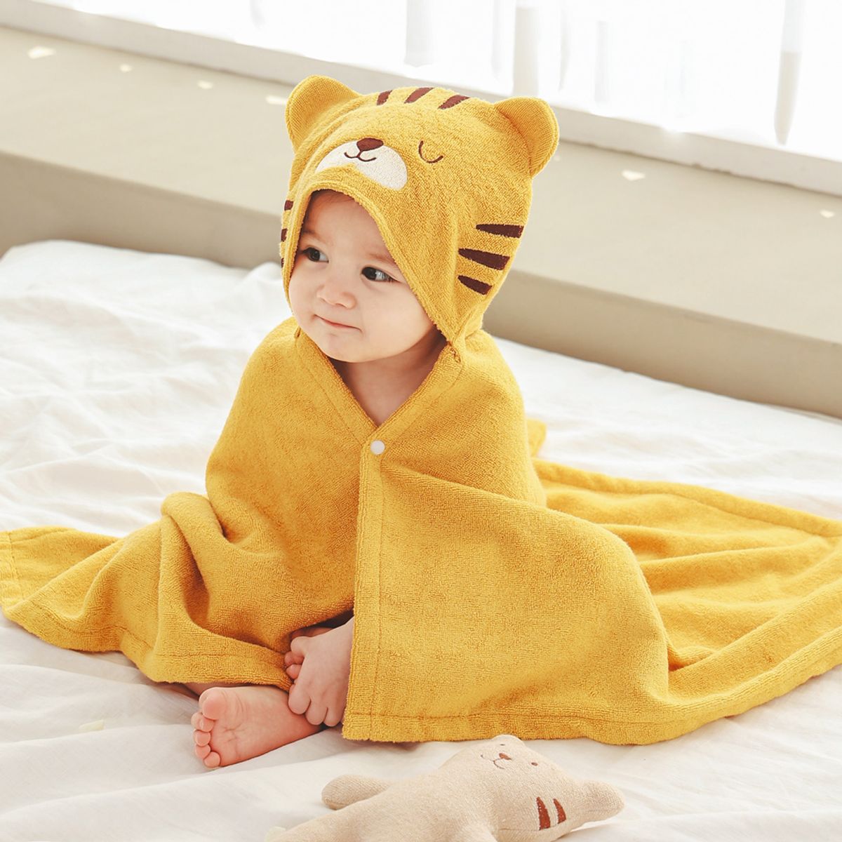맘스네이처(MOMSNATURE) 대나무 후드 아기 목욕가운