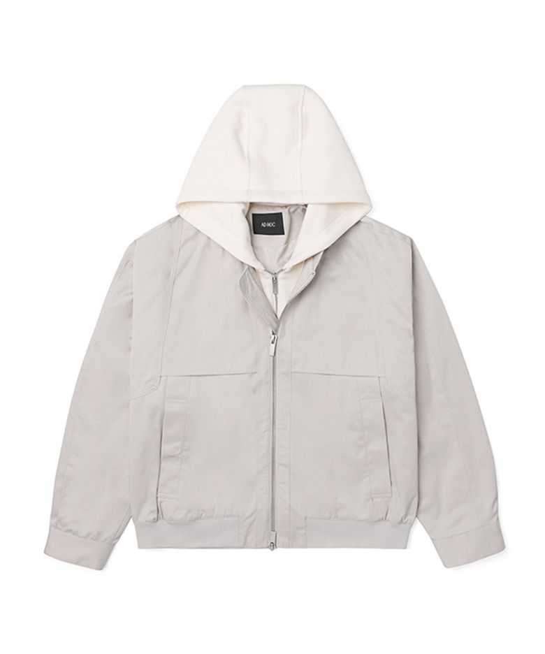 남성 앞날개 디테일 후드탈착 점퍼 (LT-BEIGE) (HARUJ01-23)