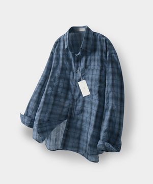 빈티지 링클 체크셔츠_Blue