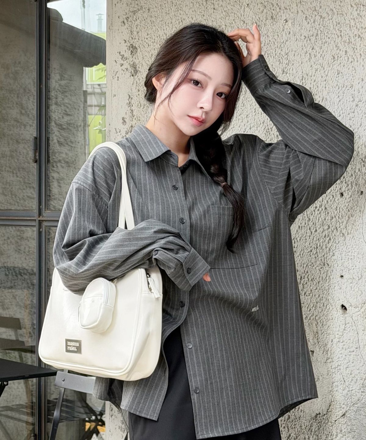마스마룰즈(MASMARULEZ) 304 leather pouch shoulder bag _ White