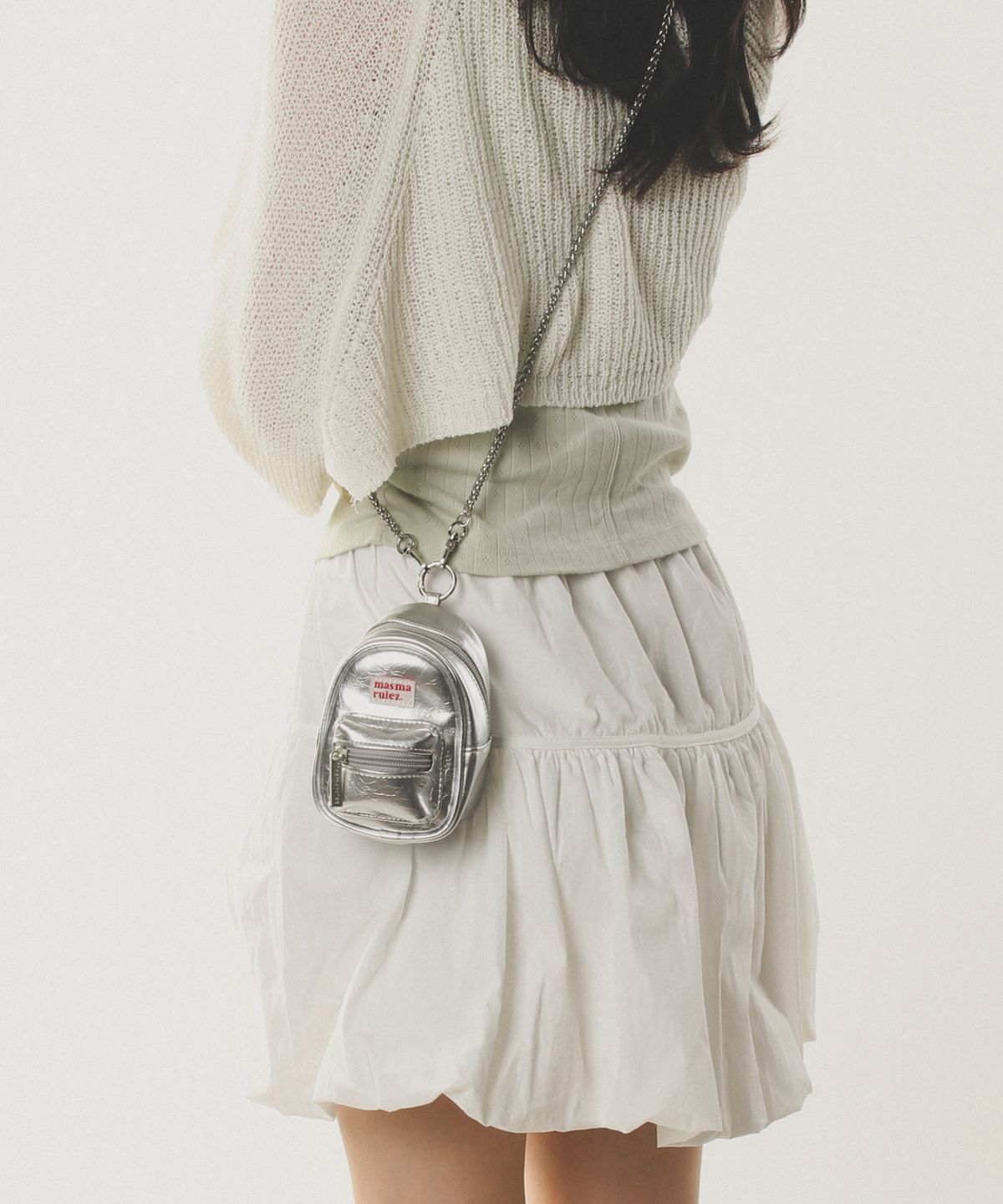 마스마룰즈(MASMARULEZ) mama leather miniature chain cross bag _ Silver