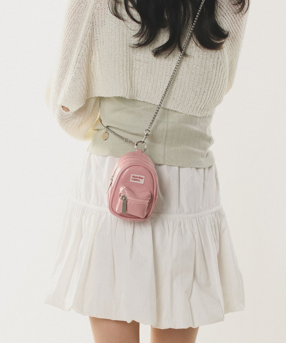 마스마룰즈(MASMARULEZ) mama leather miniature chain cross bag _ Pink