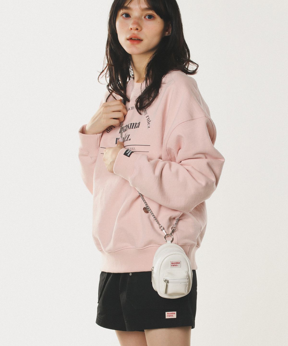 마스마룰즈(MASMARULEZ) mama leather miniature chain cross bag _ White