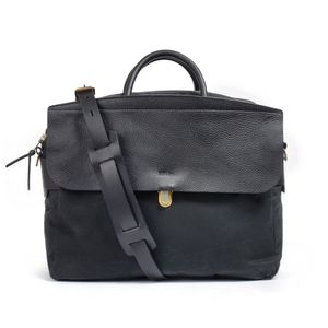 제포 솔로 브리프케이스 왁스캔버스 - 누아르 블랙