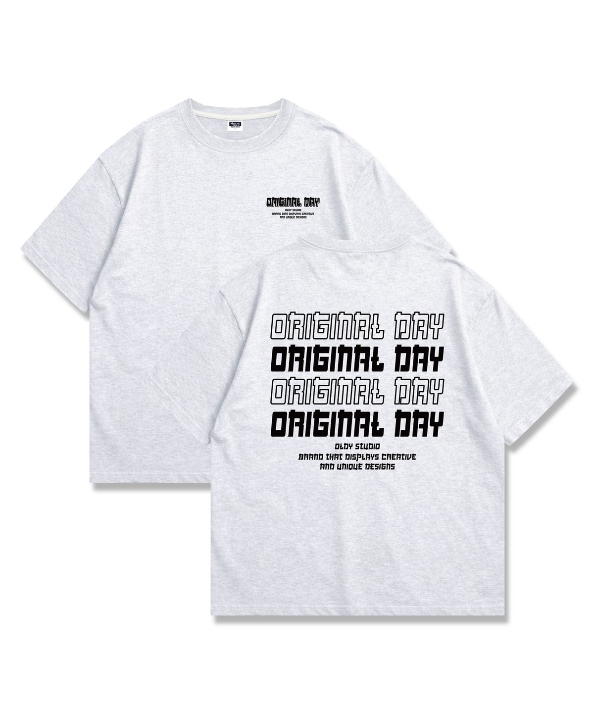 오리지널데이(ORIGINALDAY) Original Color Font 오버핏 반팔 티셔츠 남녀공용 White melange(Black)