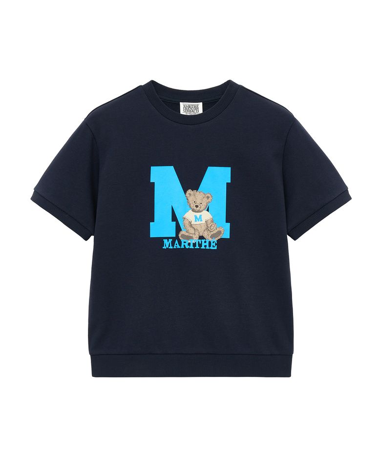 ENFANT M LOGO SWEAT HALF TEE navy