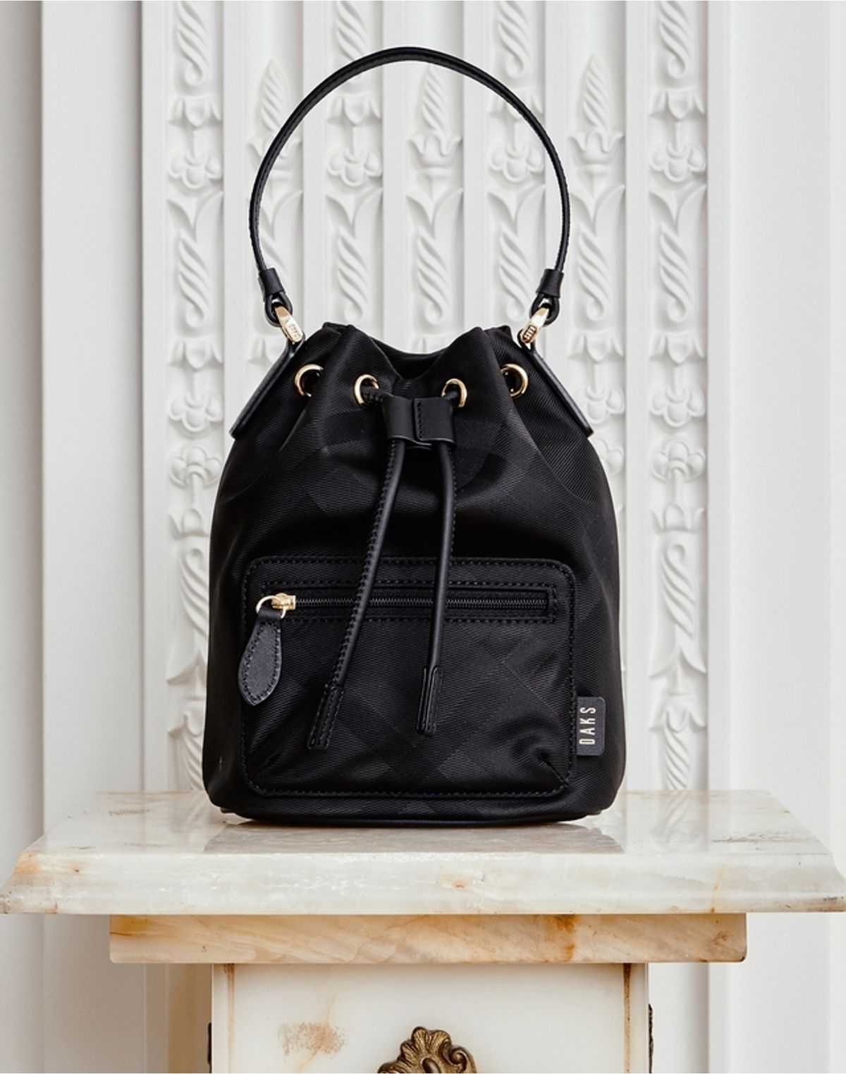 닥스 여성 액세서리(DAKS WOMENS ACCESSORIES) [MERCURY] 블랙 체크 버킷백 S DCBA5E933BK