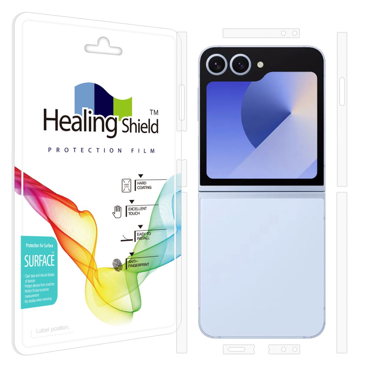 힐링쉴드(HEALINGSHIELD) 갤럭시 Z플립6 무광 측면테두리 보호필름 2세트