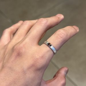 [Bs-407] 925실버 컬러 큐빅 반지 (brown)