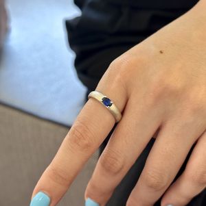 [Bs-408] 925실버 컬러 큐빅 반지 (blue)