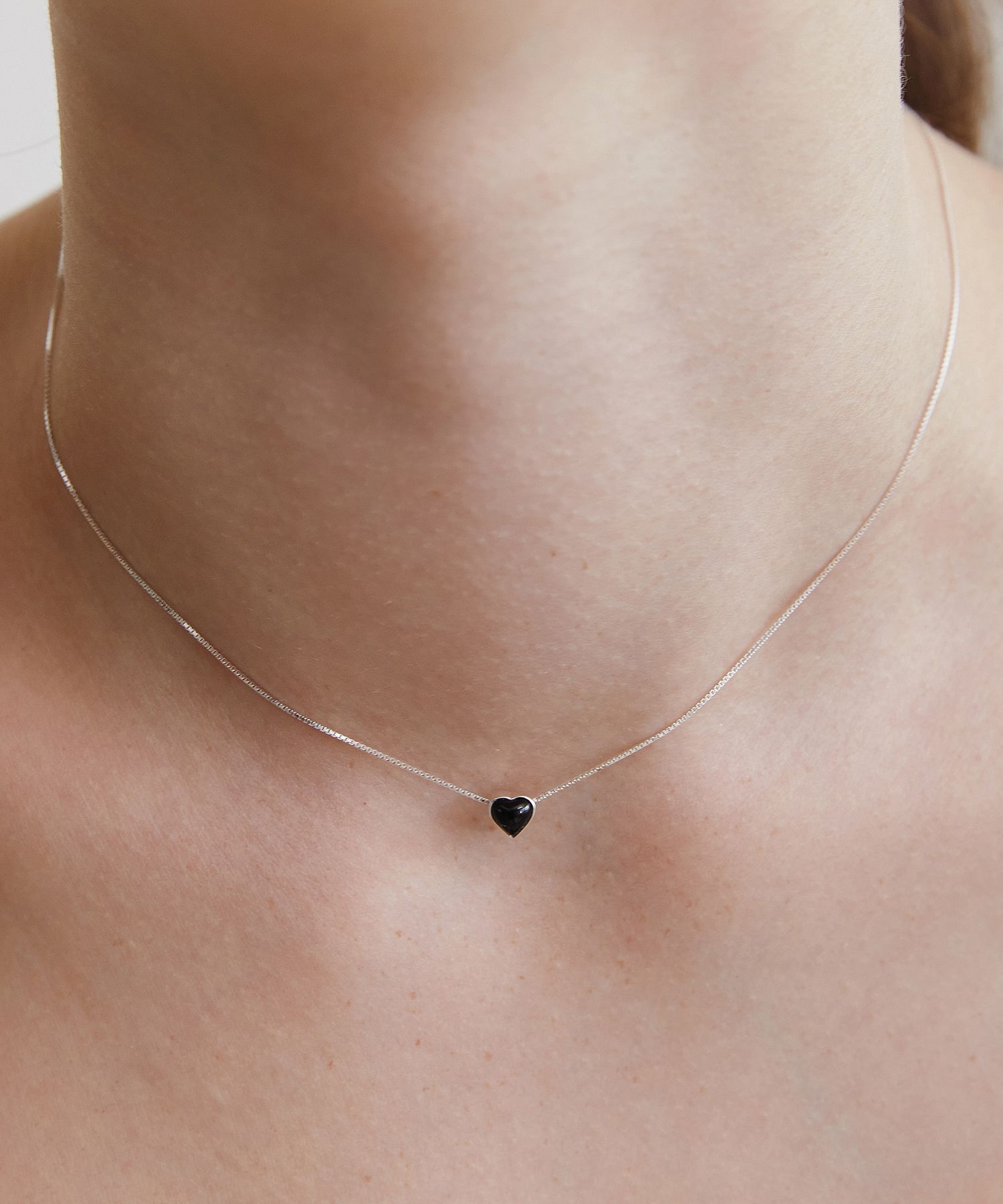 ■TATIANA■ Silver 925 Black Heart Gemstone Necklace NZ2409 MUSINSA公式 | TATIANA (Silver 925) Black Heart Gemstone