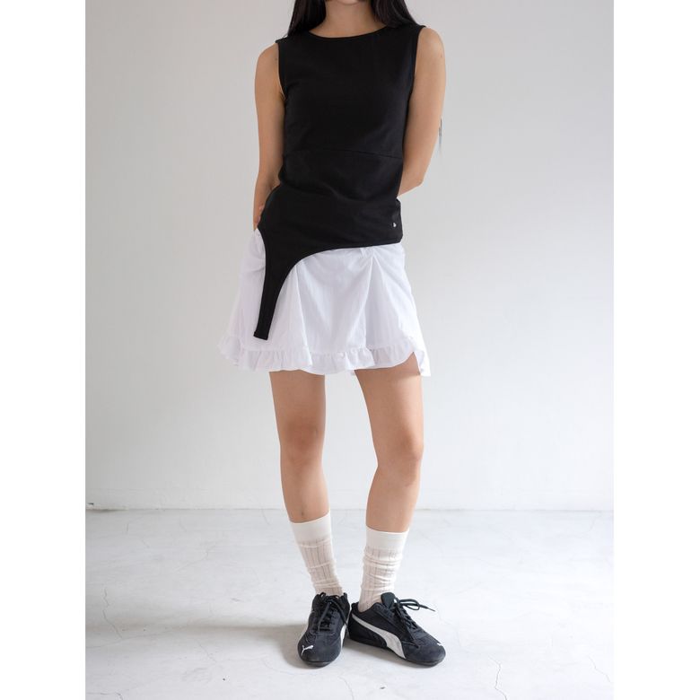 Unbalanced Sleeveless Top, black