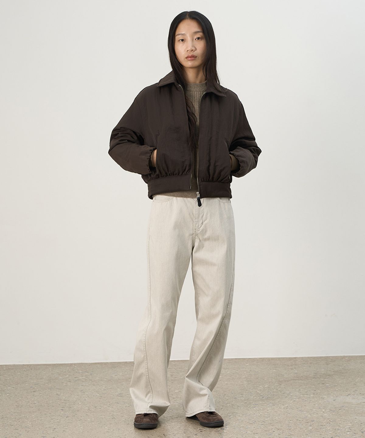 러프사이드 화이트라벨(ROUGH SIDE WHITE LABEL) Breeze Bomber Jumper Dark Umber