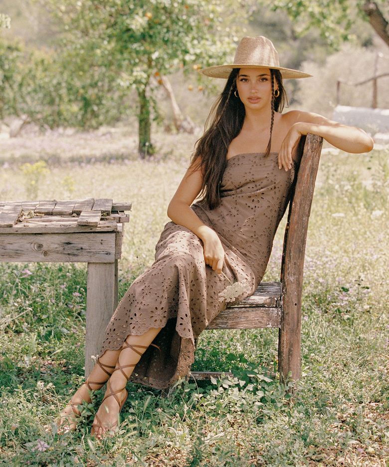BROWNIE EYELET TUBE DRESS