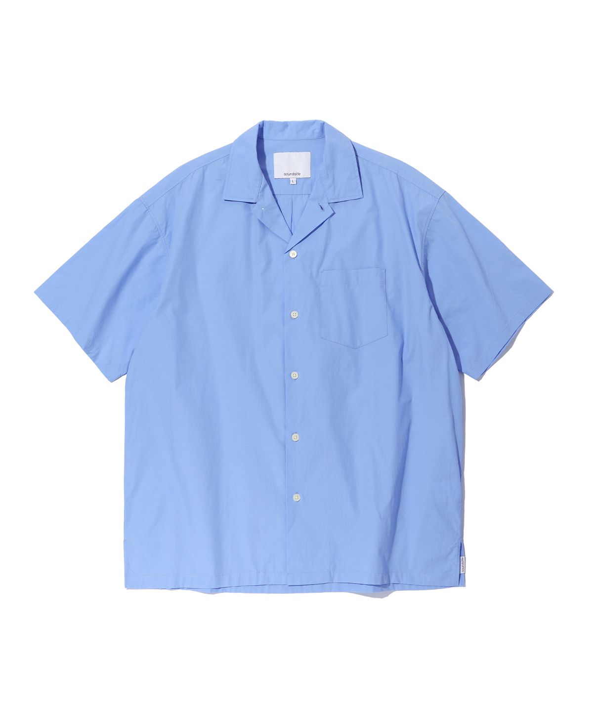 사운즈라이프(SOUNDSLIFE) Cotton Open Collar Shirt Blue