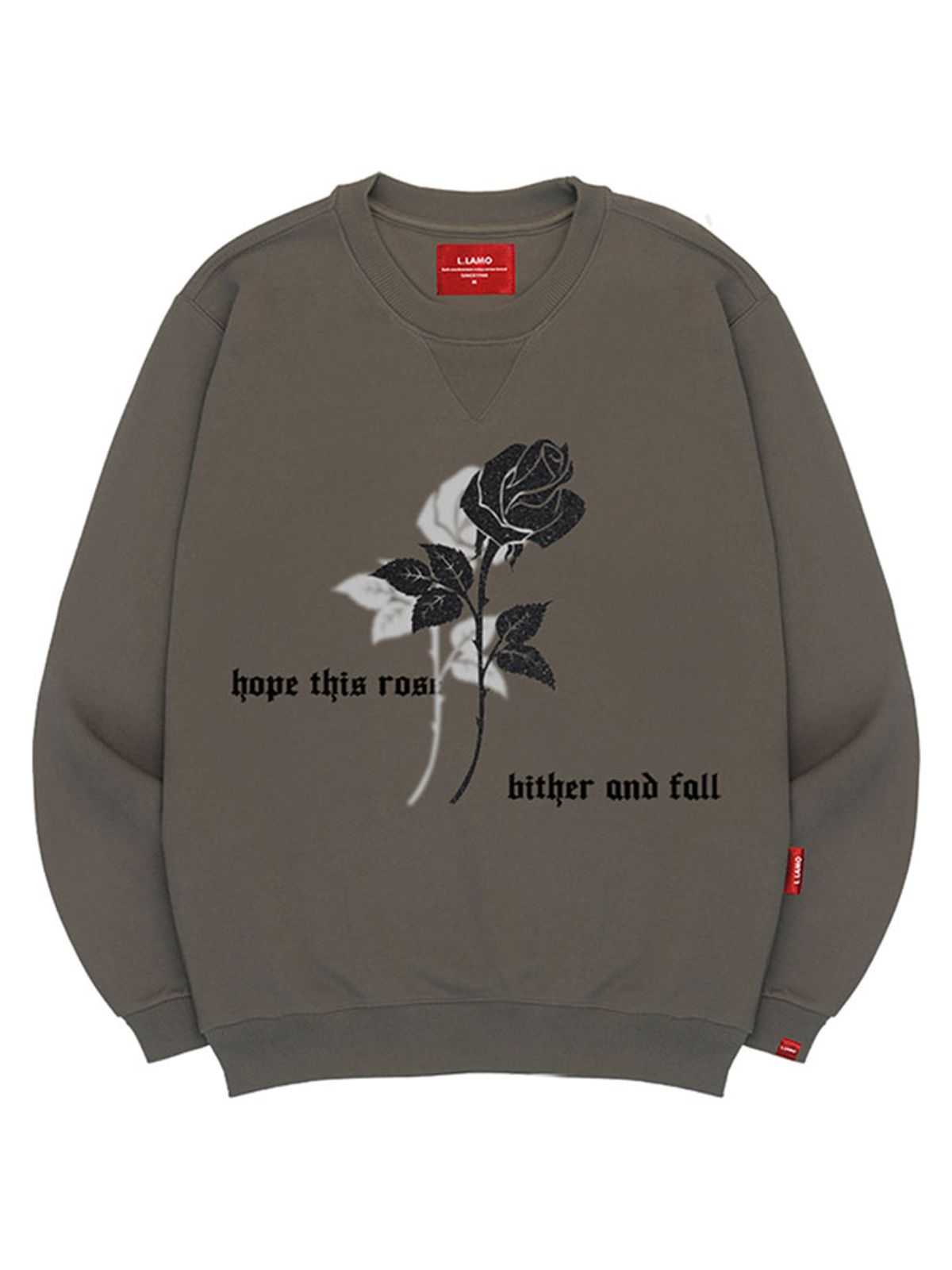 엘라모(LLAMO) 블랙로즈 맨투맨 남녀공용 빅사이즈 S~4XL