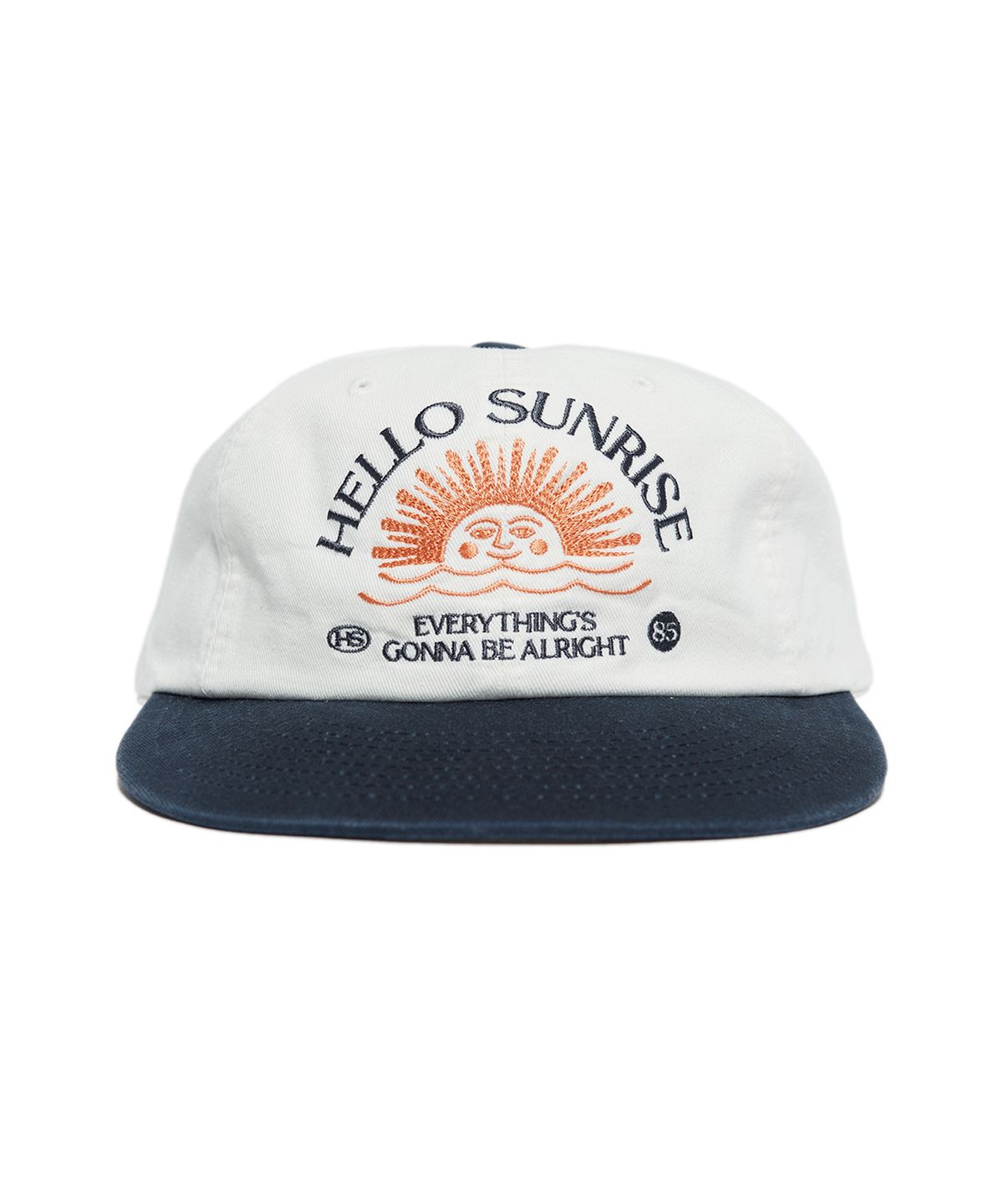 헬로 선라이즈(HELLO SUNRISE) Washed HS Arch Logo 6Panel Cap_Ivory & Navy