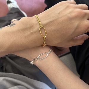 [Bs-411] 925실버 믹스체인 팔찌  (18k gold plating )