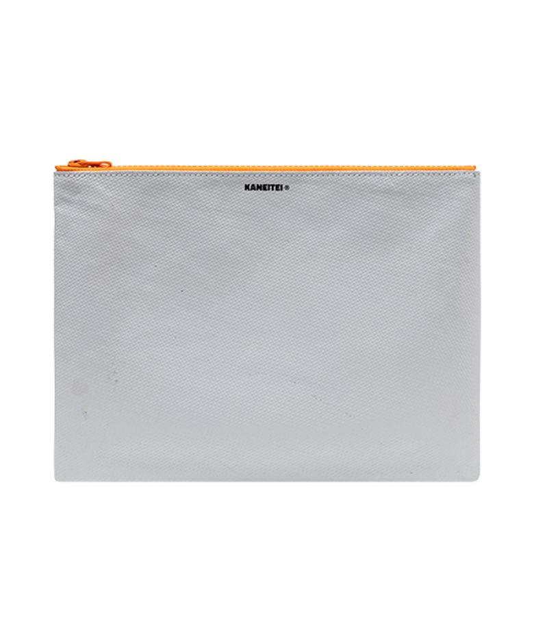 TIGER FLAT POUCH ORANGE ZIP XL (GRAY) / UPCYCLED