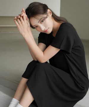 내추럴코튼 무지 반팔 원피스 홈웨어