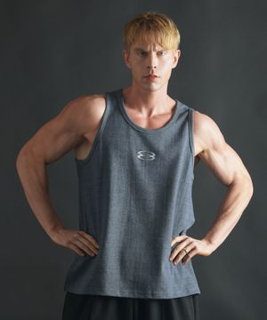 스탠다드 로고 절개 나시 - 블루그레이