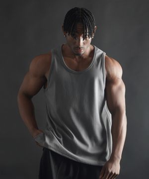 스탠다드 무지 절개 나시 - 차콜