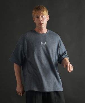 슈퍼 오버핏 로고 반팔 티셔츠 - 블루그레이