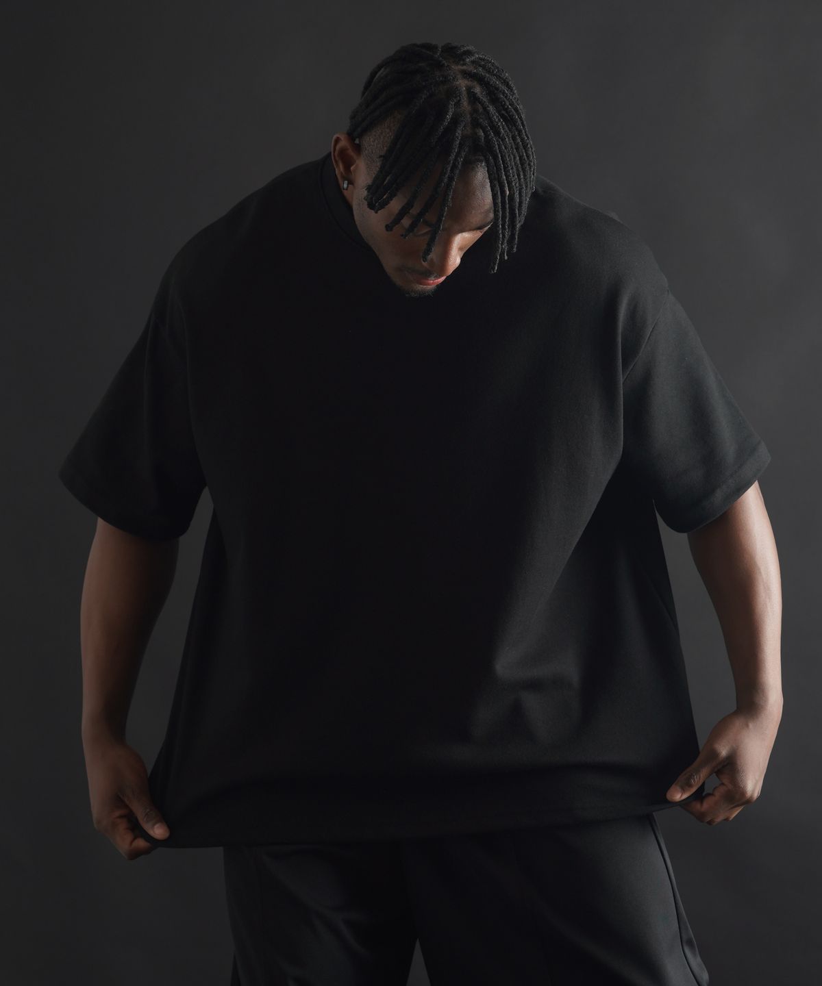 페르메논(PHERMENON) 슈퍼 오버핏 무지 반팔 티셔츠 - 블랙