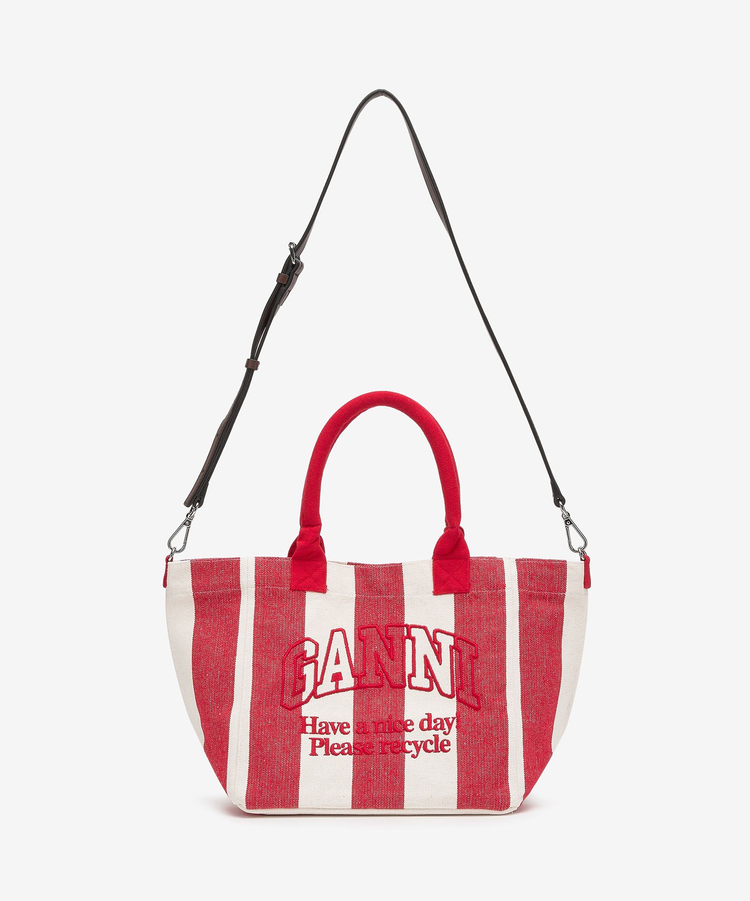 トートバッグ Ganni Women's Small Easy Shopper Tote Striped Red A5974-396 MUSINSA | GANNI Small Easy Stripe Shopper Bag - Cherry