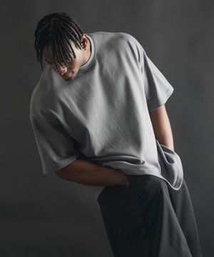 슈퍼 오버핏 무지 반팔 티셔츠 - 차콜