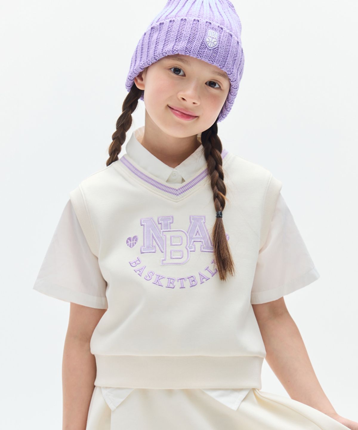 엔비에이 키즈(NBA KIDS) 여아 V넥 베스트(K243VT610P) 아이보리