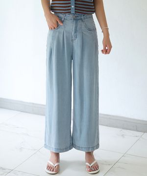 웰릿 핀턱 와이드 데님팬츠[9부](텐셀VER.)