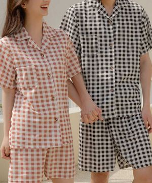 슈가 깅엄체크 잠옷세트