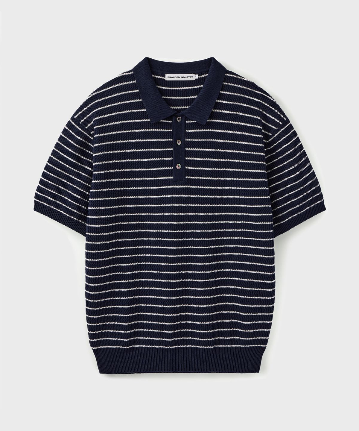 브랜디드(BRANDED) HARD TWIST HOLIDAY POLO KNIT [DARK NAVY STRIPE]