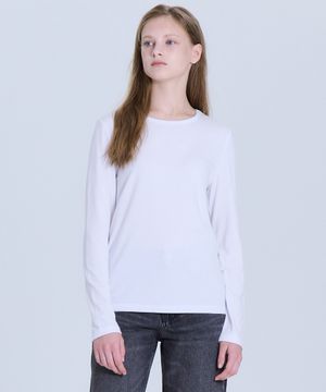 여성 슬림핏 스판 긴팔티셔츠 화이트 LATS0208