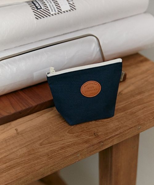 MUSINSA | DEPOUND Leather Patch Burn Pouch Small [Navy]