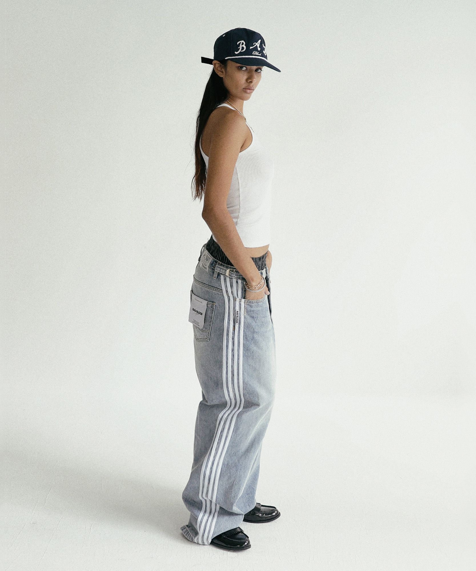 MUSINSA | BADBLOOD Billy Track Jeans Exhaust Fit - Blue