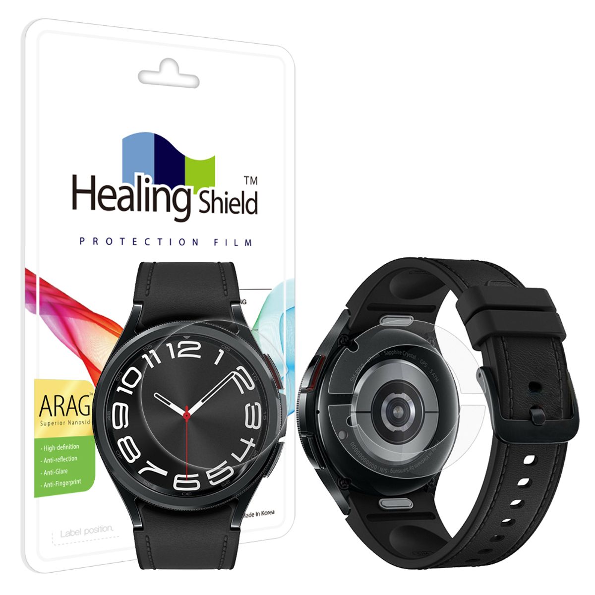 힐링쉴드(HEALINGSHIELD) 갤럭시워치6 클래식 47mm ARAG 고화질 저반사 액정보호필름 2매 무광후면필름 2매