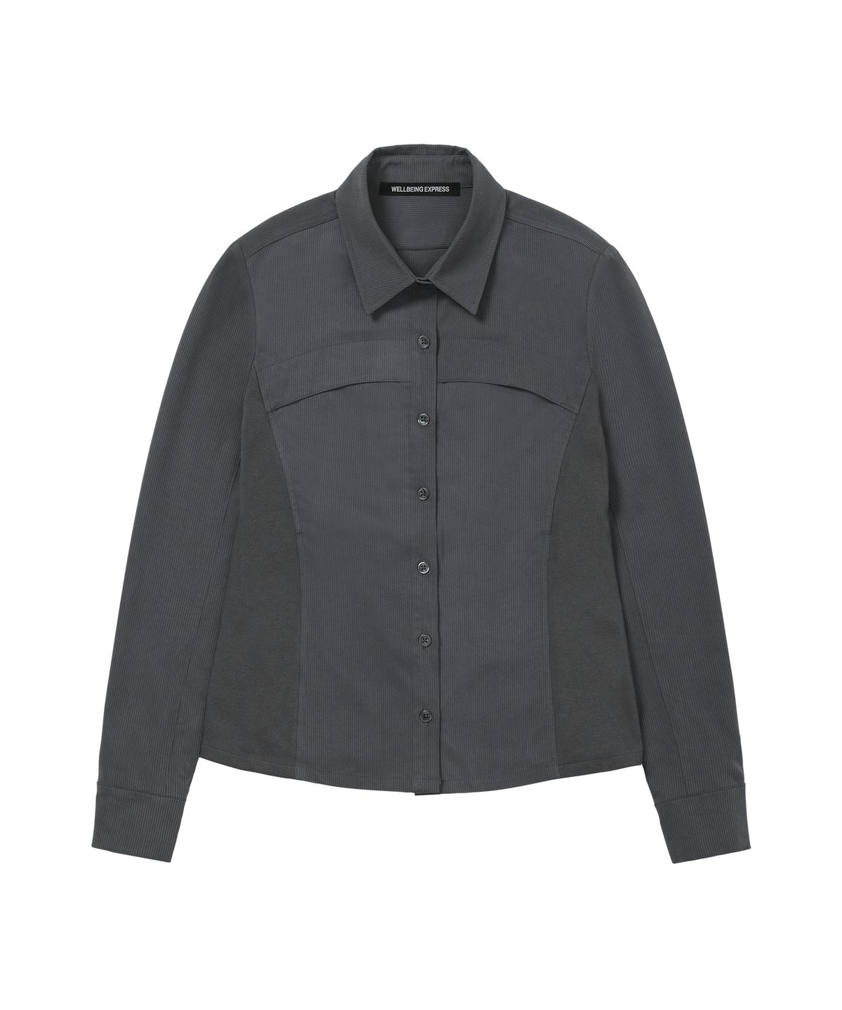 웰빙익스프레스(WELLBEING EXPRESS) Stripe Pocket Shirts Charcoal